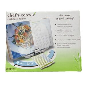 Prepara Chef's Center Cookbook Holder Adjustable 360 Degree Rotating Base  New